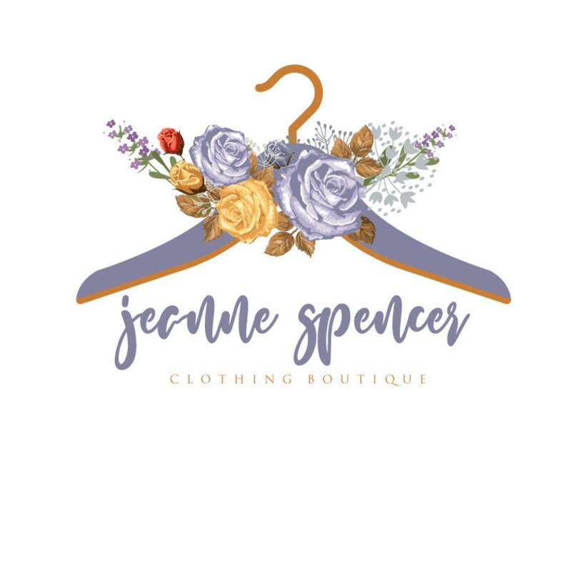Purple Hanger Logo Floral Clothing Boutique Logo Watercolor Etsy