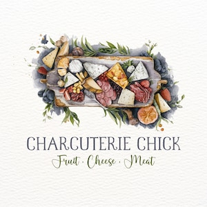 Charcuterie Board Logo, Cheese Board Logo, Custom Logo Design, Fruit, Cheese, Meat, Catering Logo, Food Logo, Cooking Logo, Branding Package