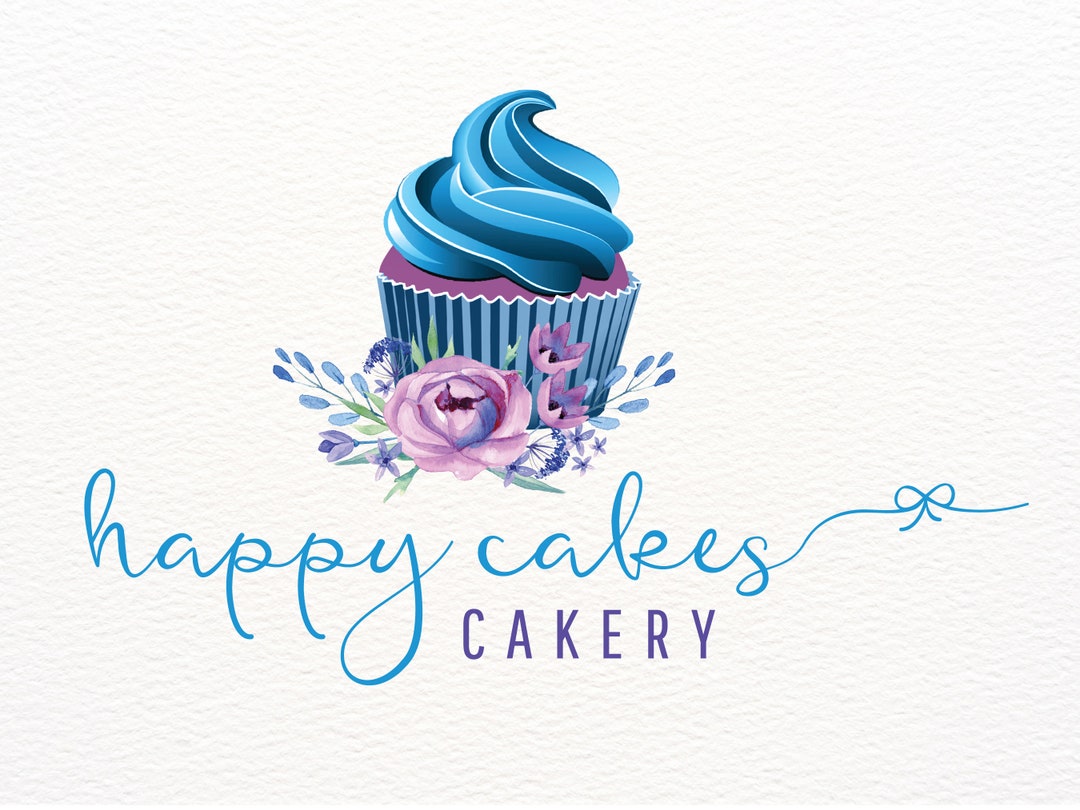 Cupcake Blue Frosting Logo, Bakery Logo Design, Baking Logo Branding, Baker Logos, Pastry Chef
