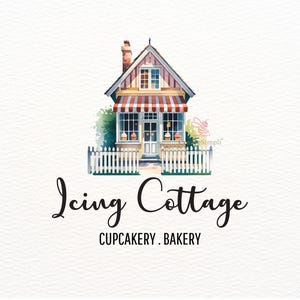 Custom Baking Logo, Bakery Cottage, Cupcake Logo, Baker Logo, Digital Branding Bundle, Storefront Logo, Watercolor Logo, Dessert Sweets, Png