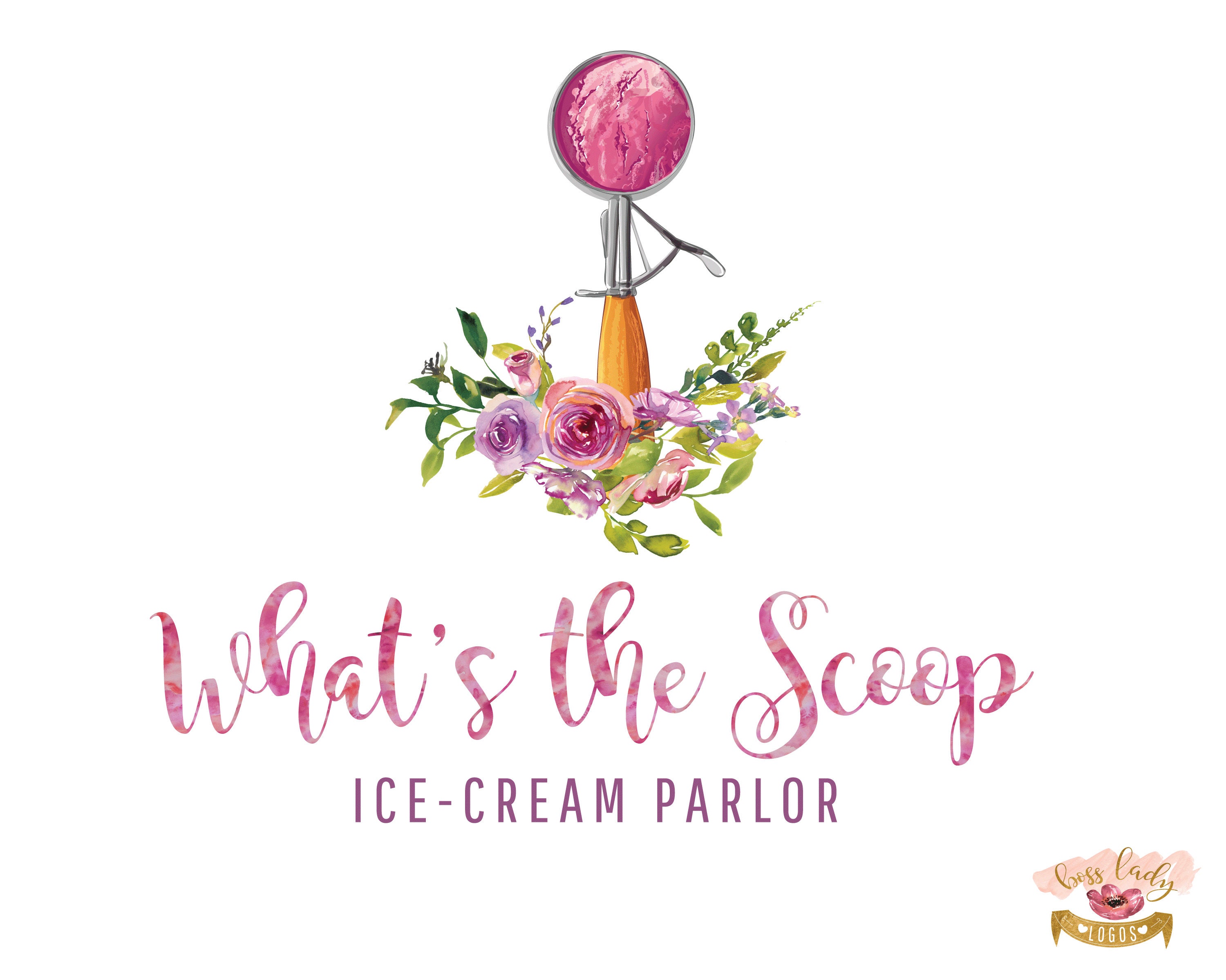 Ice Cream Logo Floral IceCream Scooper with Purple Floral Etsy