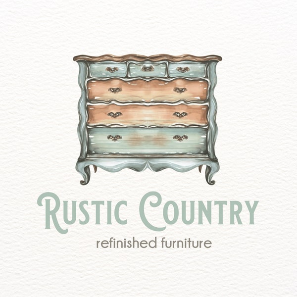 Rustic Distressed Furniture, Custom Logo Design, Dresser Logo, Hand Painted, Vintage Furniture, Premade Furniture Logo, Branding Package