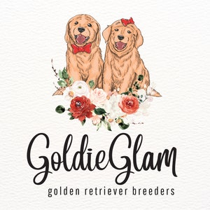 Golden Retrievers, Logo Design, Dog Logo, Pet Sitting Logo, Pet Store Logo, Pet Shop Logo, Watercolor Flowers, Breeder Logo, Pet Boutique