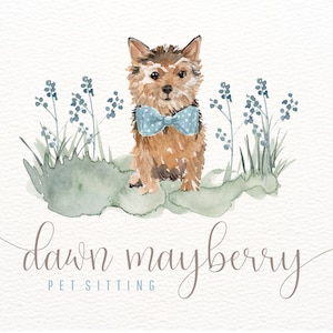Premade Dog Logo Branding Yorkie Pet Grooming Yorkshire Terrier Pet Sitting Logo Design, Dog Bakery Logo Pet Boutique Logo Design Custom