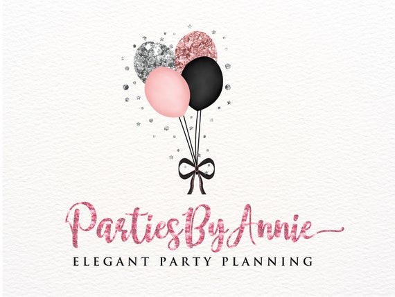 Balloons Event Logo Party Planning Confetti Premade Logo 