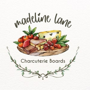 Charcuterie Board Logo, Cheese Board Logo, Fruit, Nuts, Meats, Catering Logo, Restaurant Logo, Watercolor Logo, Hand Drawn Logo, Modern Logo