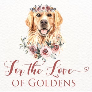 Golden Retriever Logo, Golden Breeder Logo, Floral Dog Grooming Logo, Pet Groomer Logo, Custom Golden Retriever Logo Design, Pet Sitting
