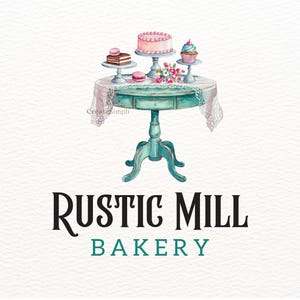 Custom Baking Logo, Rolling Pin Bakery Logo, Wildflowers, Modern Logo, Baker Logo, Watercolor Logo, Hand Drawn Logo, Digital Brand Logo