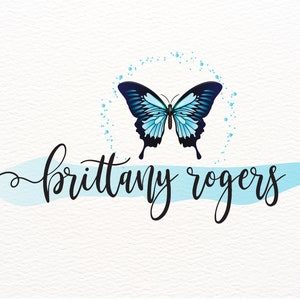 Logotipo de mariposa azul, logotipo de mariposas, logotipo de sello, logotipo personalizado, marca, logotipo de boutique, logotipo de acuarela, logotipo comercial, marca de agua, logotipos