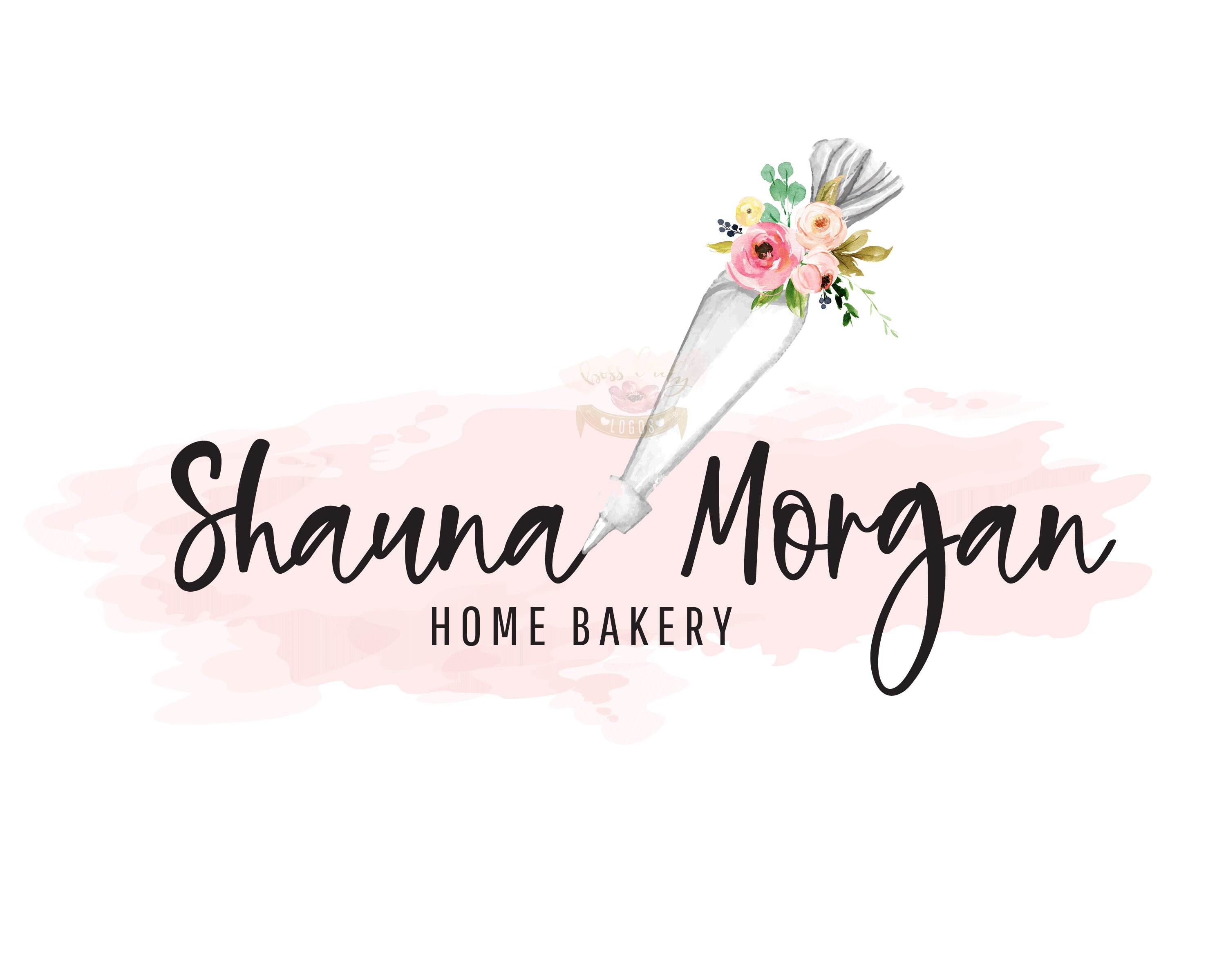 Piping Bag with Flowers Logo Design Icing Bag Baking Logo Etsy