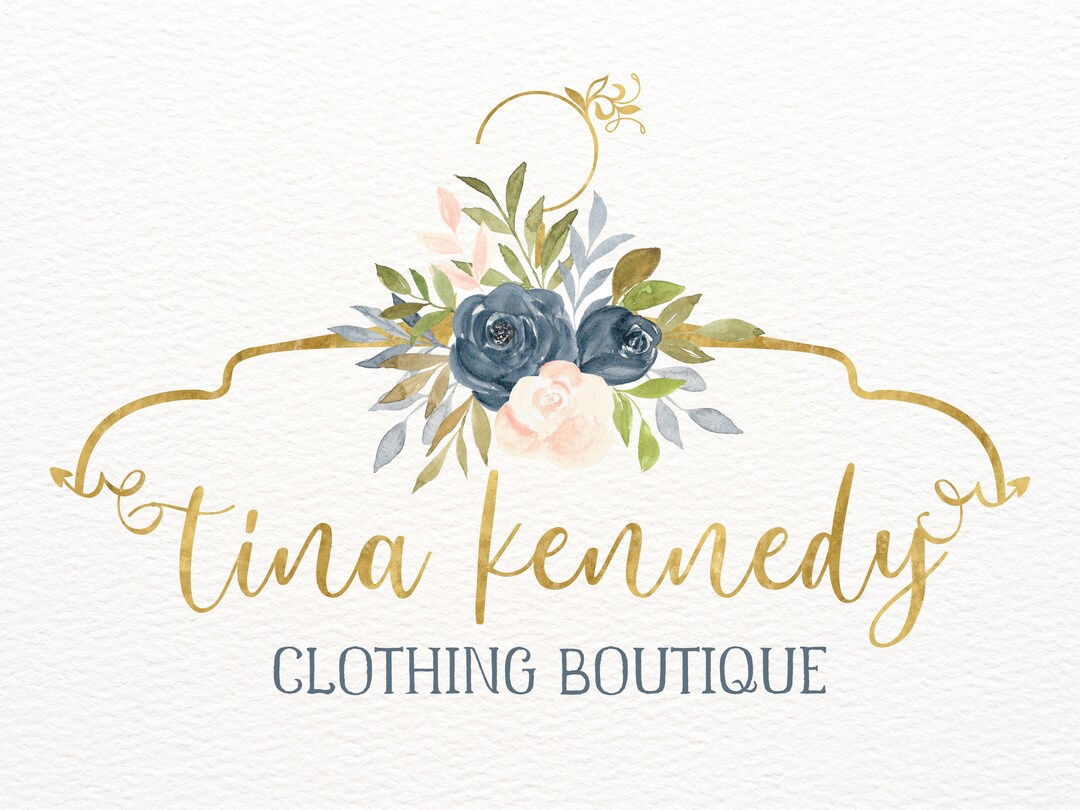 Clothing Boutique Logo, Hanger With Flowers, Digital Branding, Watercolor  Logo, Online Store Logo, Clothes Logo, Apparel Logo, Garment Logo 