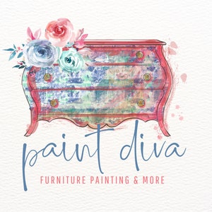 Furniture Painting Logo, Antique Dresser Logo, Vintage Furniture Logo, Refurbished Furniture, Painter Logo, Custom Logo Design, Paint Splats
