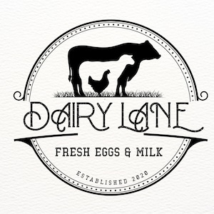 Minimalist Farm Logo, Vintage Stamp Logo, Cow, Chicken, Goat, Hand Drawn Logo Black and White, Line Art Drawing, Custom Farm Logo, Branding