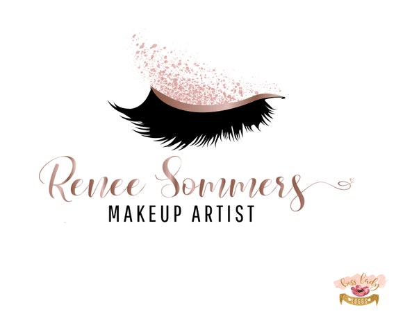 Eyelashes Logo Design Rose Gold Makeup Artist Logo Beauty Etsy