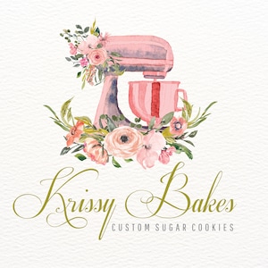 Mixer Logo, Bakery Logo, Floral Logo, Baking Logo, Baker Logo, Bakery Branding, Pastry Chef Logo, Cake Decorator Logo, Cupcake Decorating