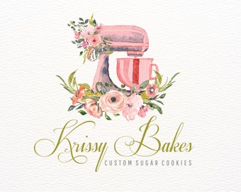 Mixer Logo, Bakery Logo, Floral Logo, Baking Logo, Baker Logo, Bakery Branding, Pastry Chef Logo, Cake Decorator Logo, Cupcake Decorating