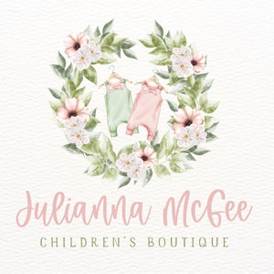 Children&#39;s Boutique Logo, Kids Store Logo, Premade Logo, Baby Girl Clothes, Clothing Logo, Watercolor Logo, Floral Logo, Custom Branding