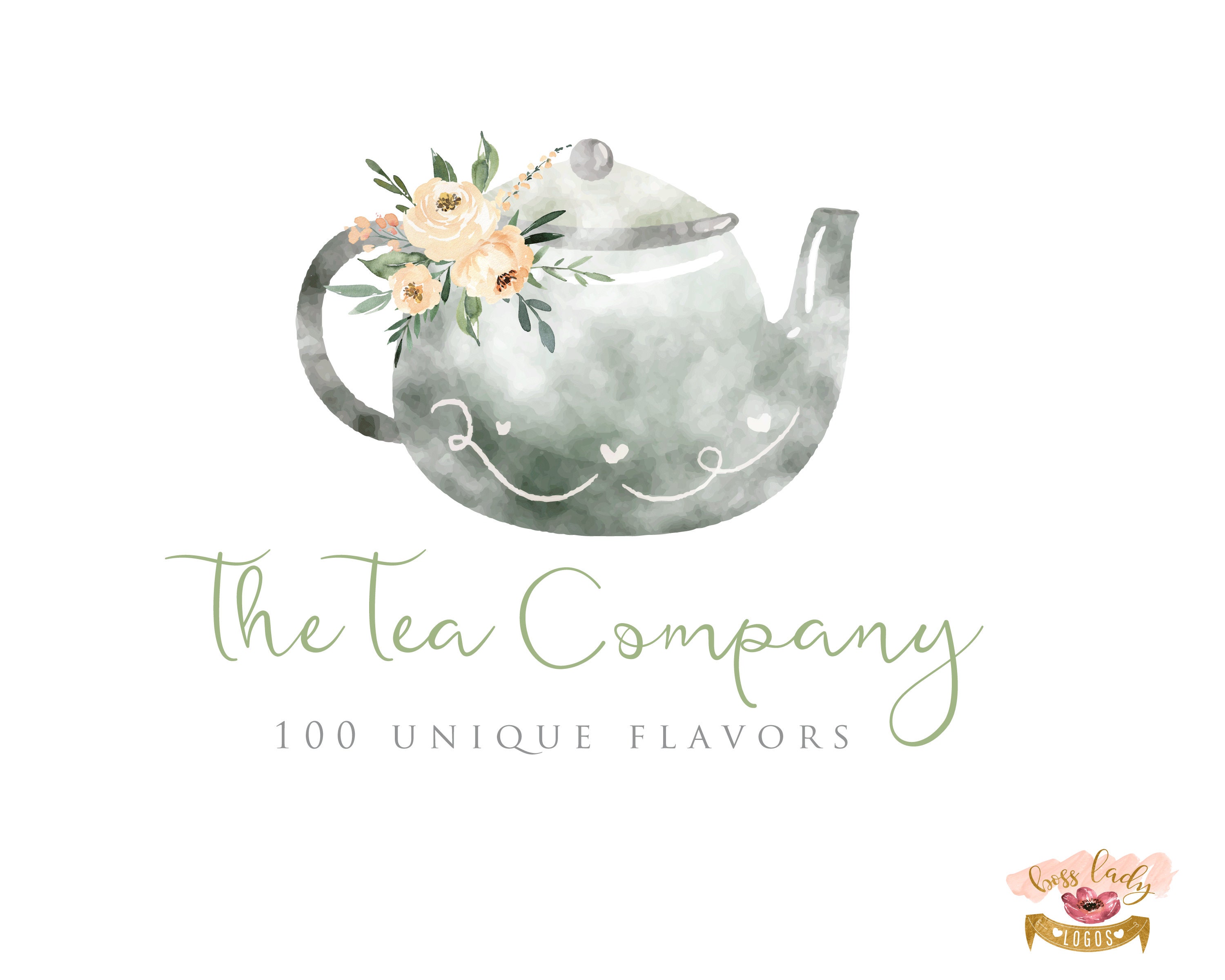 Tea Logo Teapot Logo Design Branding Tea Kettle Logo Coffee Etsy