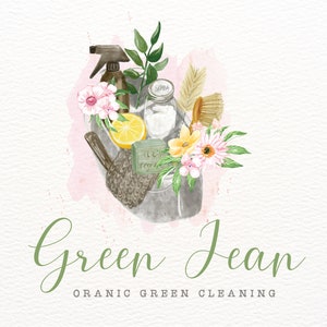 Cleaning Service Logo, Maid Logo, Green Cleaner Logo, Office Cleaning Logo, Sponge Logo, Janitor Logo, Custom Logo, Organic Cleaning Logo