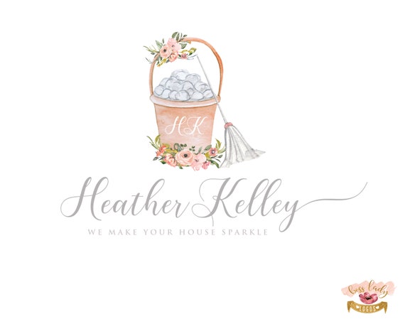 Cleaning Logo Design Pink Maid Service Logo Design Branding Etsy