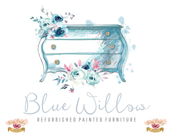 Furniture Painter Logo Blue Vintage Dresser Logo Painting Etsy