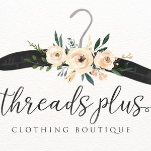 Black Hanger Logo, Boutique Logo, Clothing Store Logo, Fashion Logos, Clothes Hanger, Etsy Shop, Branding, Watercolor Flowers, Satin Hanger