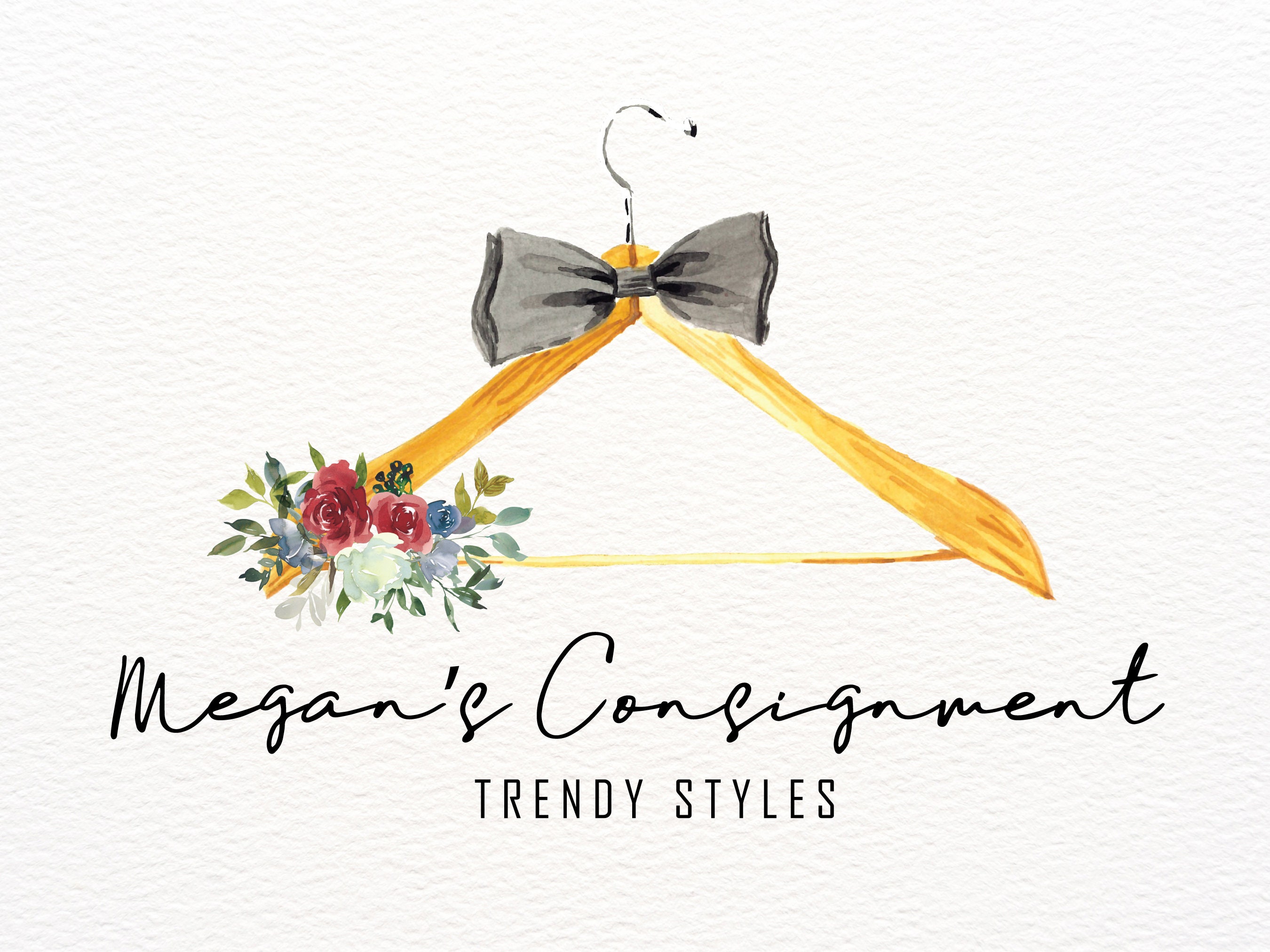Fashion Logo, Clothing Store Logo, Watercolor Flowers, Hanger Logo, Clothes  Hanger Logo, Logo Branding, Consignment Store Logo, Premade Logo