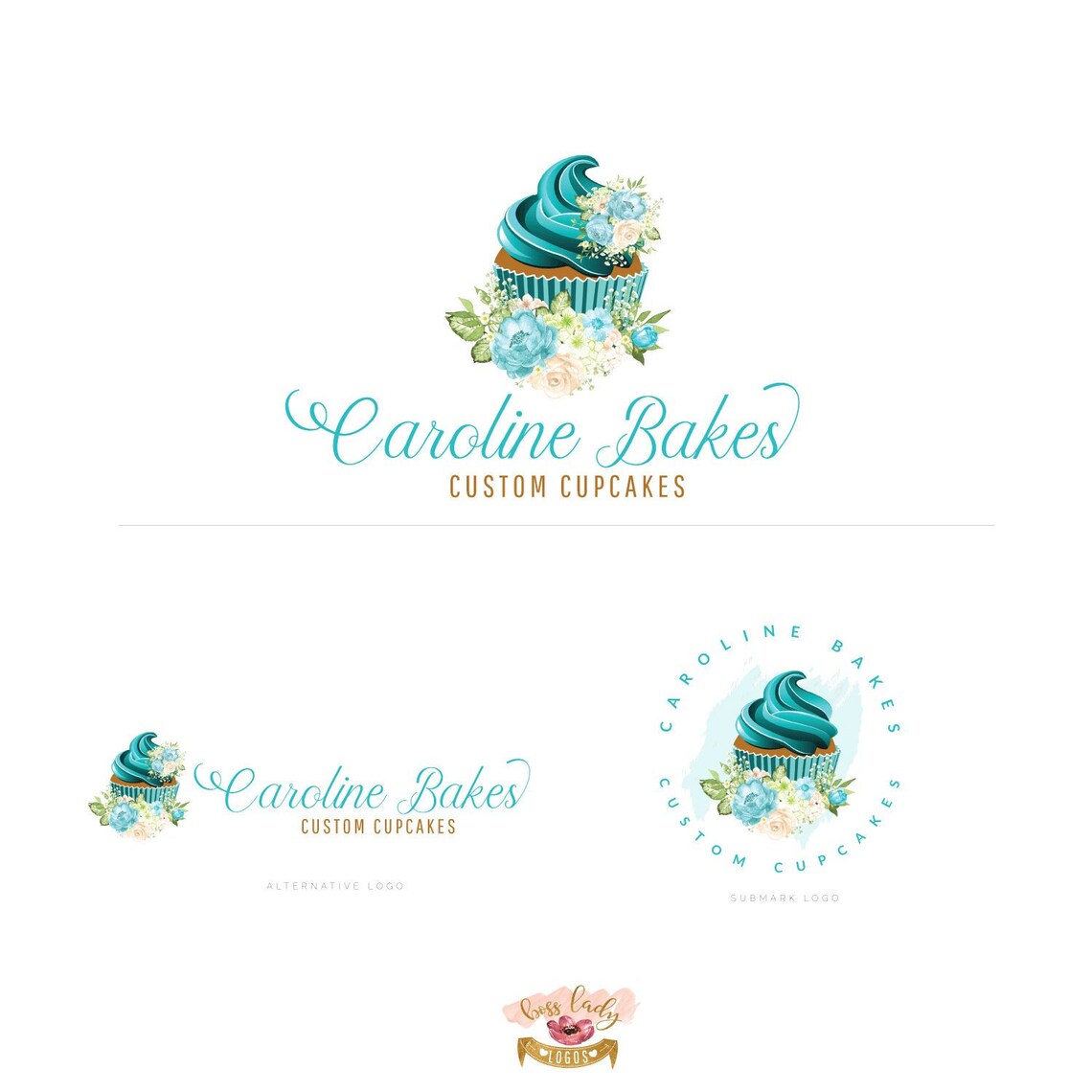 Cupcake Logo Branding Blue Icing Custom Logo Bakery Logo Etsy