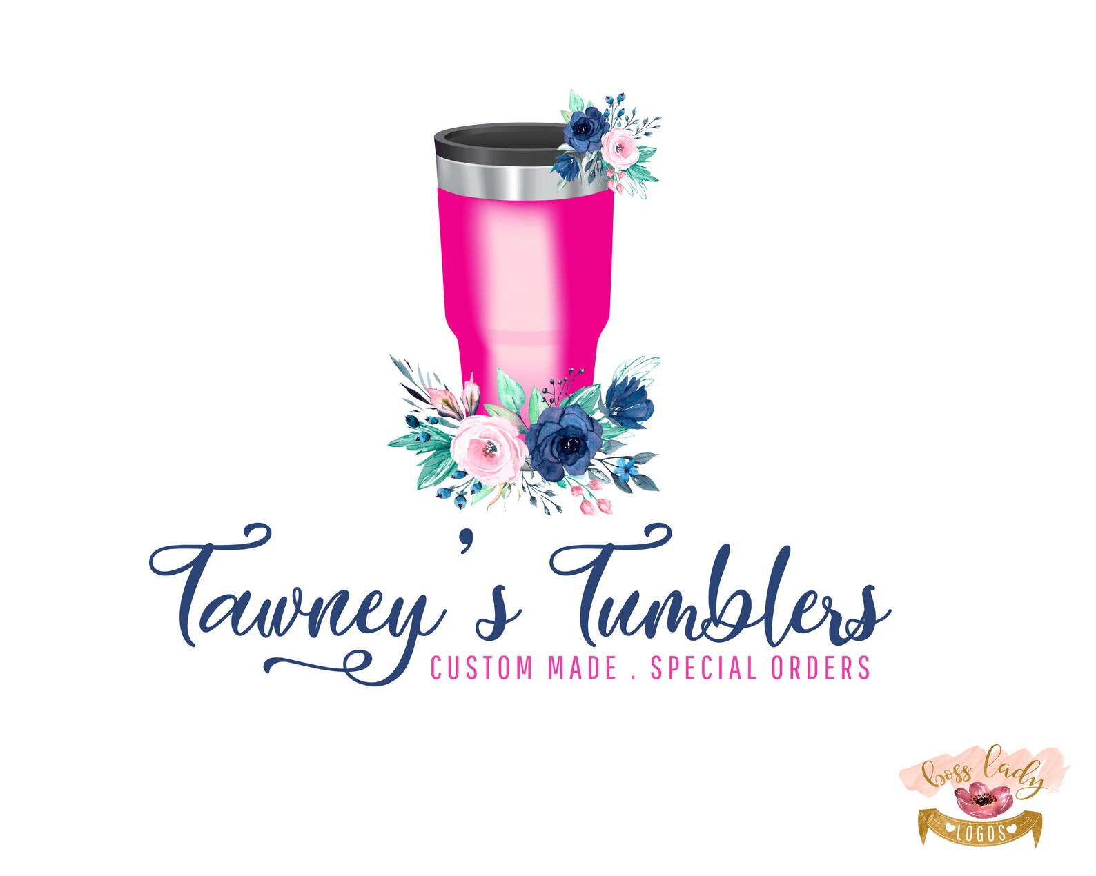 Tumbler Logo Design Etsy Shop Branding Premade Floral Etsy