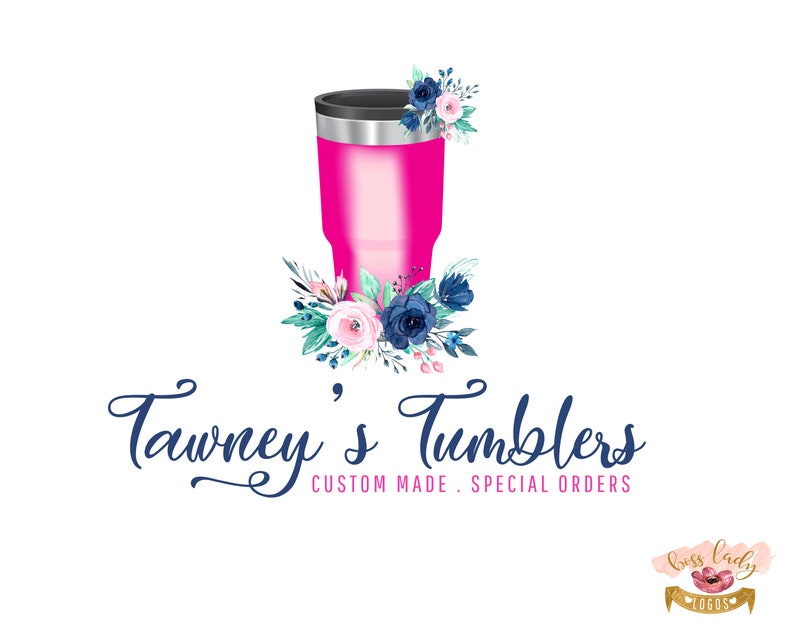 Tumbler Logo Design Etsy Shop Branding Premade Floral Etsy