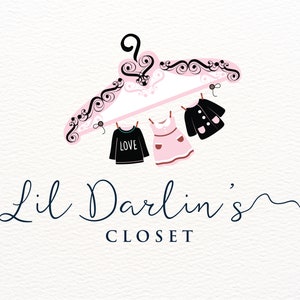 Children&#39;s Boutique Logo, Kids Clothes Hanger Logo Design, Clothing Logo Branding, Baby Boutique Logo, Babies Clothing Consignment Shop