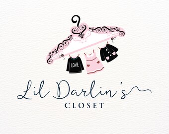 Logotipo de boutique para niños, diseño de logotipo de percha para