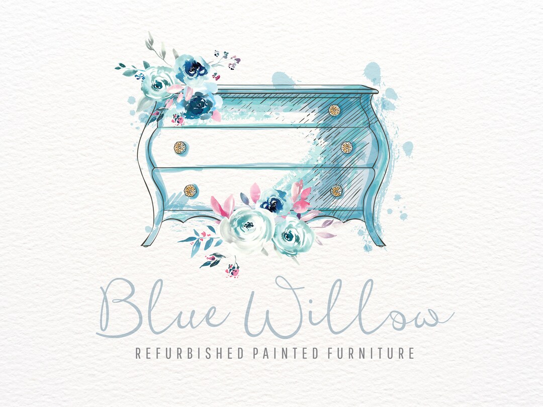 Furniture Painter Logo, Blue Vintage Dresser Logo, Painting Logo