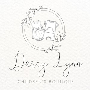 Children&#39;s Boutique Logo, Girl and Boy Clothing Boutique, Kids Store Logo, Baby Clothes Logo, Line Art Logo, Hand Drawn Logo, Minimalist