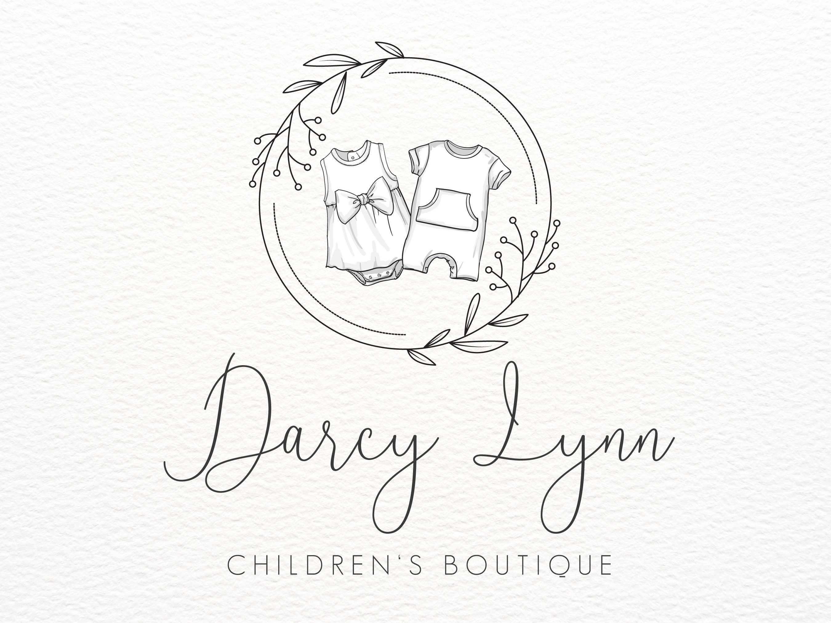 Children's Boutique Logo Design, Girl and Boy Cute Baby Clothes, Watercolor  Kids Outfit Logo, Consignment Store Logo, Digital Branding Kit