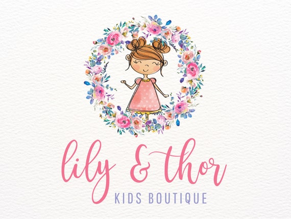 Logotipo de nina pequena diseno de logotipo de corona floral para boutique infantil kit de marca conjunto de logotipos de tienda Etsy Etsy Mexico