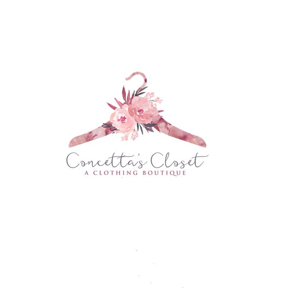 Hanger Logo Watercolor Floral Clothing Boutique Logo Design Etsy Hanger Logo Watercolor Floral Clothing Boutique Logo Design Etsy