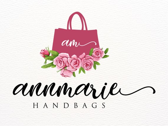 Shopping Bag Logo Floral Bag Logo Design Boutique Logo 