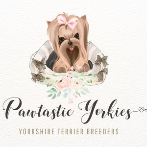 Yorkie Logo, Yorkshire Terrier, Grooming Logo, Dog Logo, Premade Logo, Pet Sitting Logo Design, Pet Sitter Logos, Branding, Puppy Logos