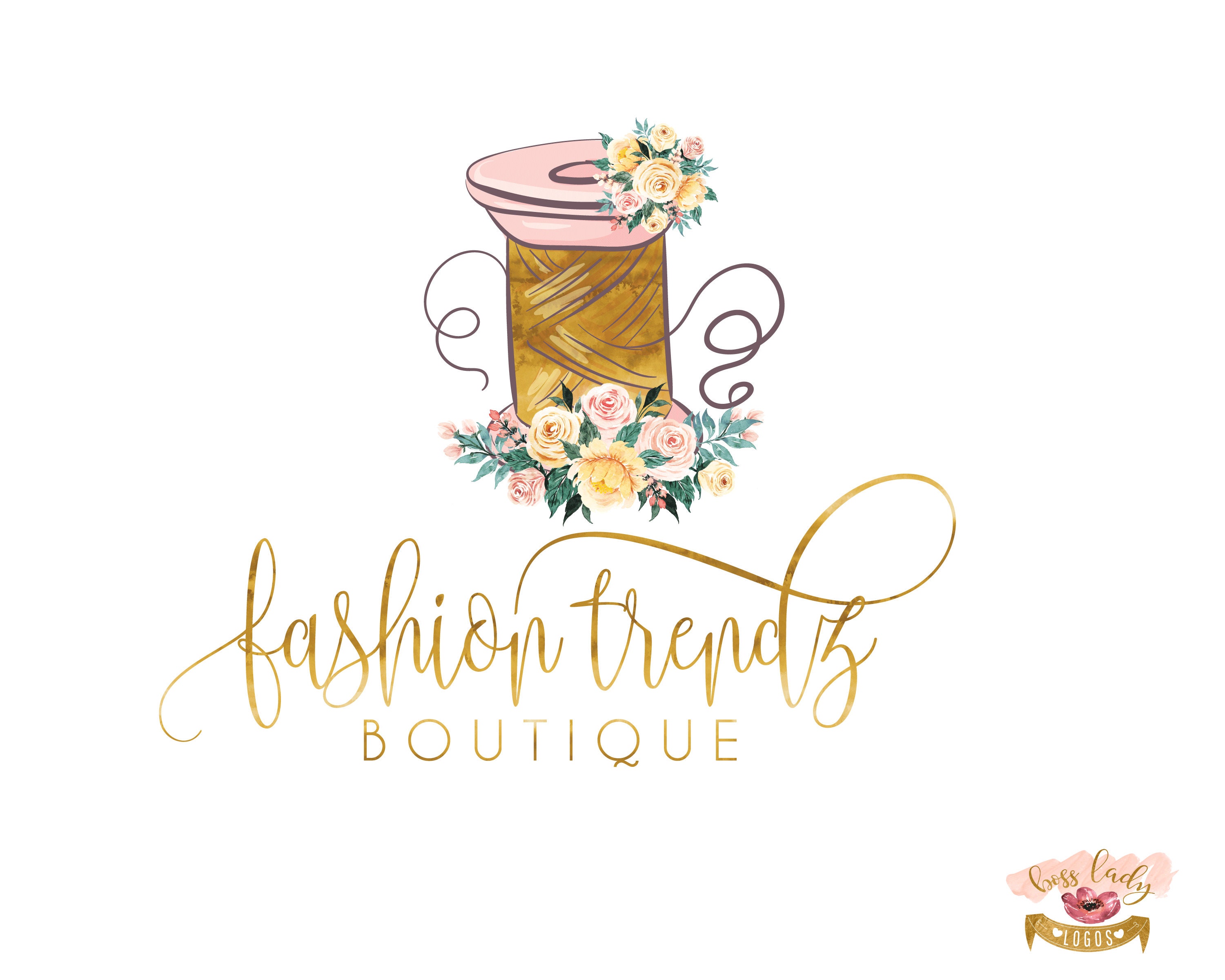 Sewing Logo Spool Logo Design Custom Logo Branding Fashion | Etsy