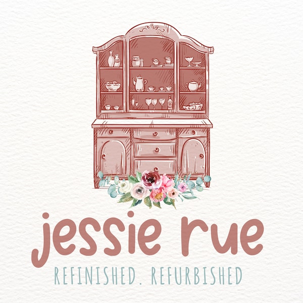 Refinished Furniture Logo, Refurbished Armoire, Kitchen Hutch Logo, Furniture Logo, Distressed Logo, Custom Logo, Rustic Logo, Branding, Png