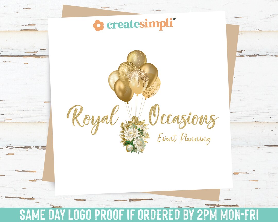 Balloons Logo Event Planner Logo Gold Logo Event Planning - Etsy