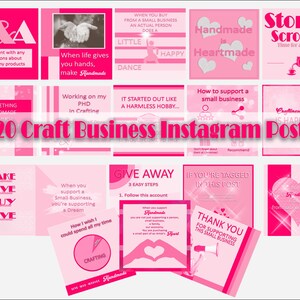 20 Instagram Posts - Small Craft Business - Pink Theme