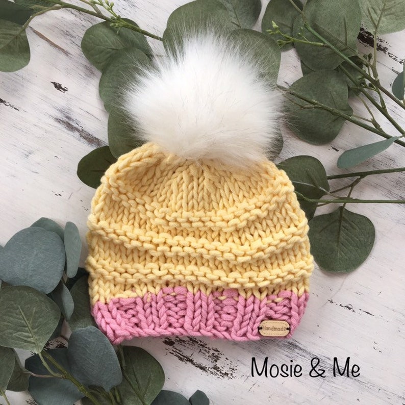 baby girl pink bobble hat