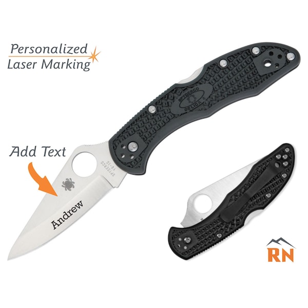 Spyderco Delica 4 FRN Knife - Custom Laser Engraved - Makes a great personalized gift!
