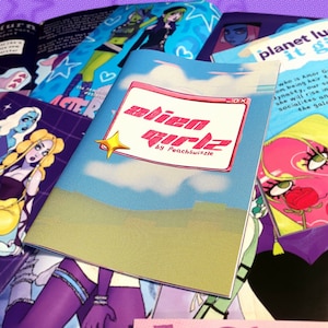 ALIEN GIRLZ - original illustration zine, comic book + sticker sheet bundle, sci fi comic