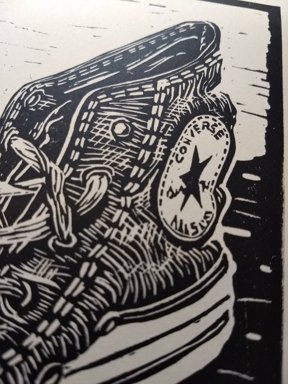 Chucks. Original, Handburnished Linocut Print. Etsy