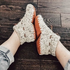 Cottage Slippers Wool Slippers Mother's Day Gift Sherpa Lining Women's Slippers Gifts for Her Suede Soles Lined Slippers image 7