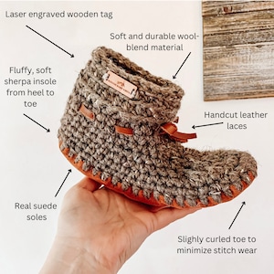 Cottage Slippers Wool Slippers Mother's Day Gift Sherpa Lining Women's Slippers Gifts for Her Suede Soles Lined Slippers image 3