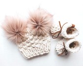 Baby Bootie Set - Baby Hat and Boots - Newborn Gift - Baby Slippers - Hat and Booties - Baby Shower - Baby Photo Prop